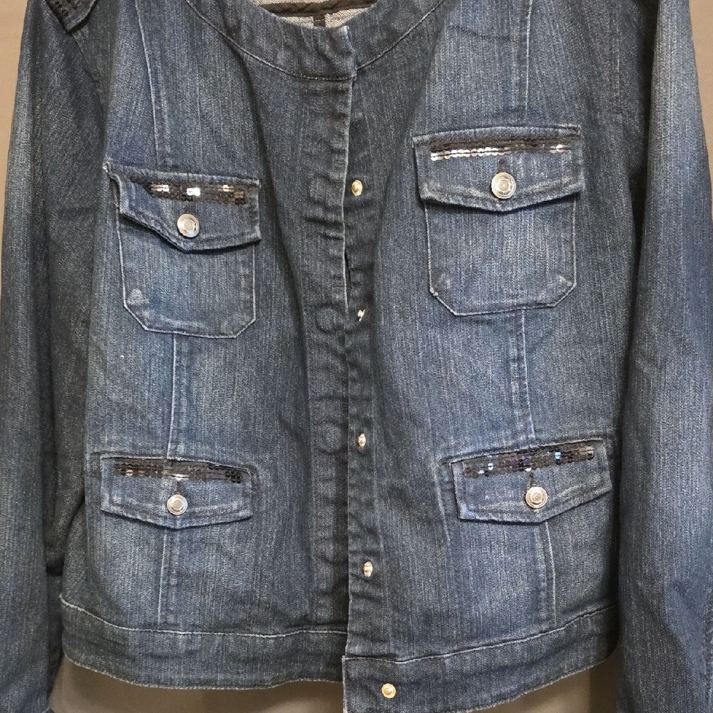 Bandolino Dark Blue Jean Jacket - Picture 3 of 5